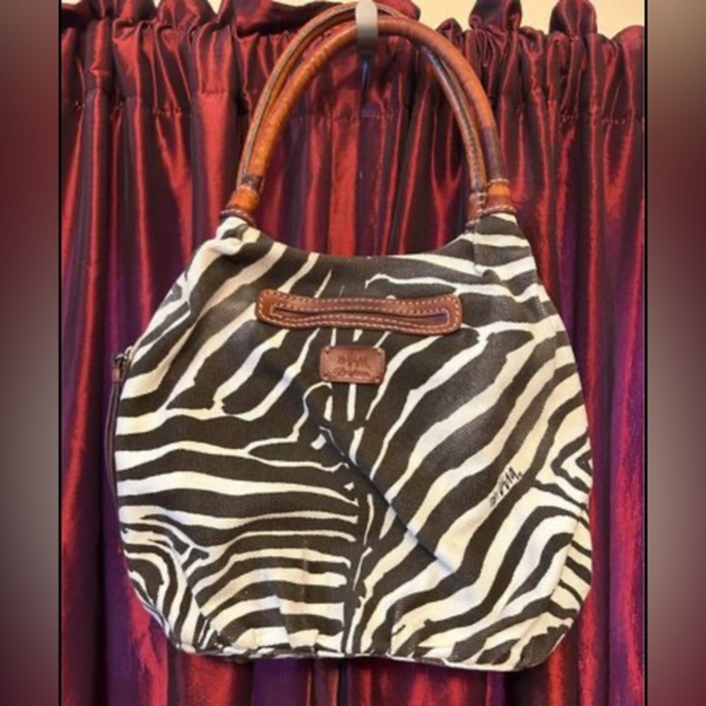 Brighton brand shoulder bag zebra print Vera Neumann collaboration